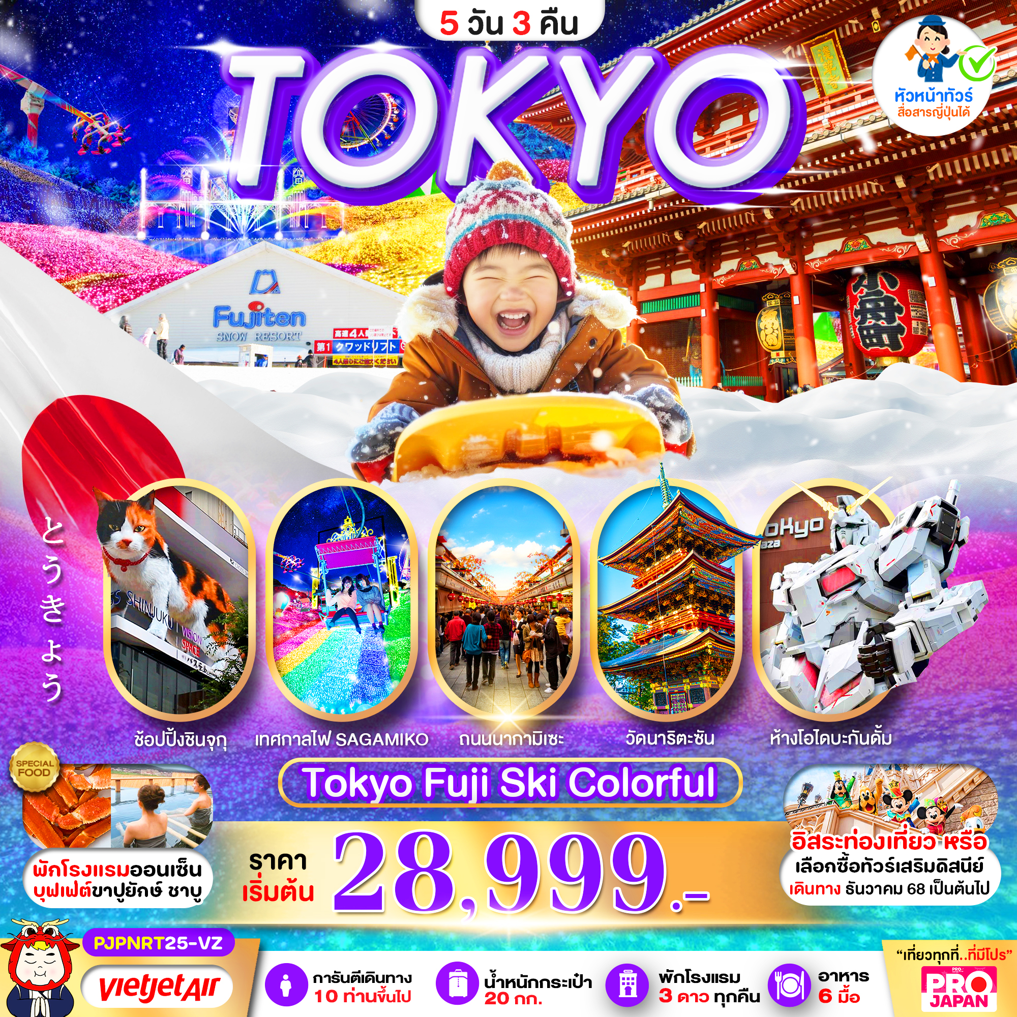 PJPNRT25-VZ PRO TOKYO FUJI SKI COLORFUL (บินตรง) 5D3N